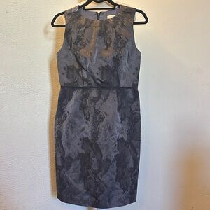 LOFT Charcoal Patterned Women’s Midi Dress Size 4